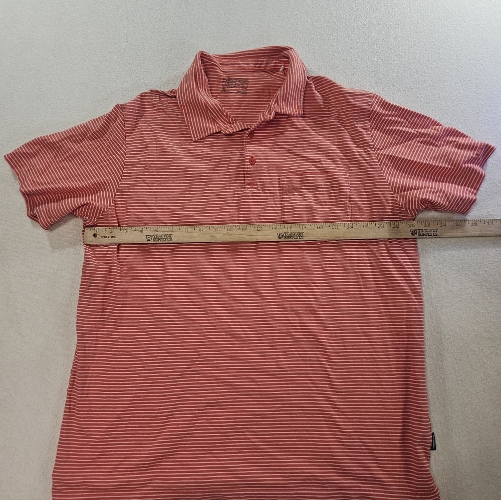 Patagonia Polo Shirt XL Orange Striped Organic Cotton Pocket - Picture 4 of 7